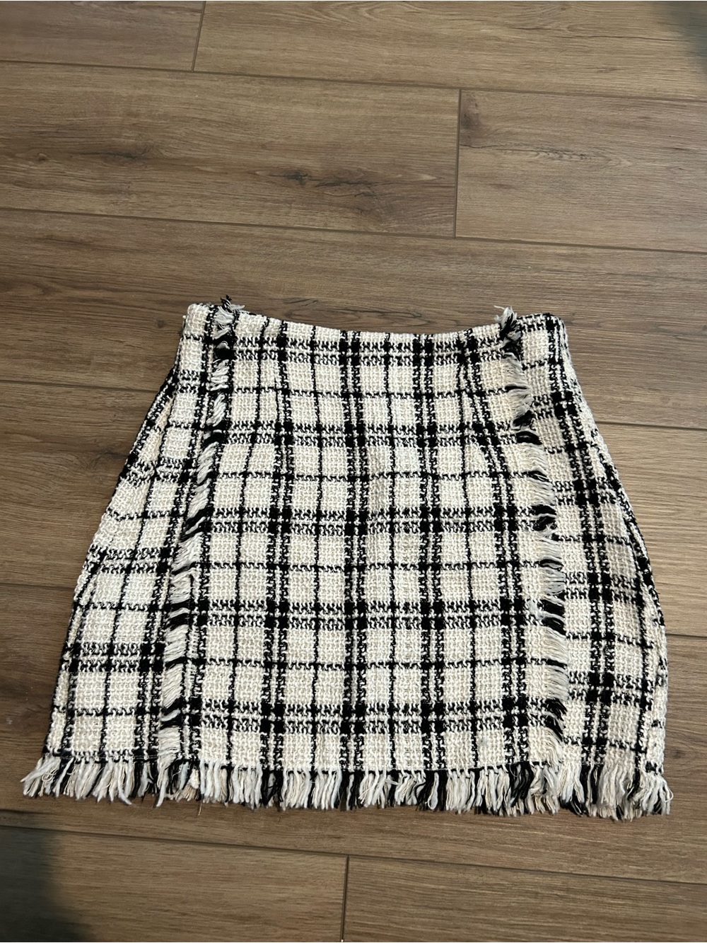 Shein Tweed Fringe Mini Skirt, Size M